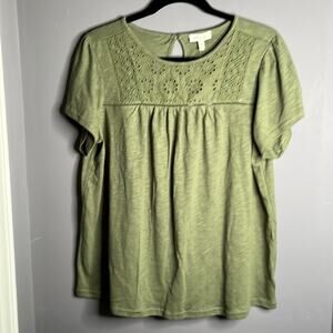 Ella Moss Olive Short Sleeve Top Size Small